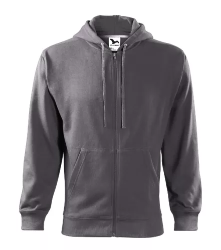 Malfini Trendy Zipper - Műanyag cipzáras, zsebes, bolyhos belsős férfi pulóver - Acélszürke - XL