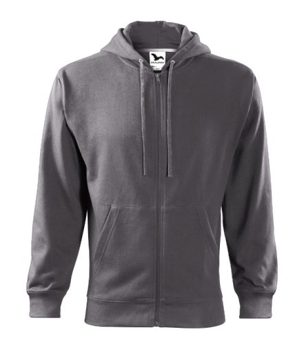 Malfini Trendy Zipper - Műanyag cipzáras, zsebes, bolyhos belsős férfi pulóver - Acélszürke - 2XL