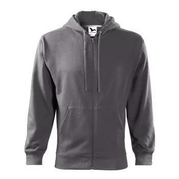   Malfini Trendy Zipper - Műanyag cipzáras, zsebes, bolyhos belsős férfi pulóver - Acélszürke - 3XL