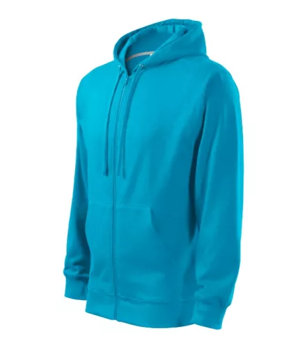 Malfini Trendy Zipper - Műanyag cipzáras, zsebes, bolyhos belsős férfi pulóver - Türkiz - XL