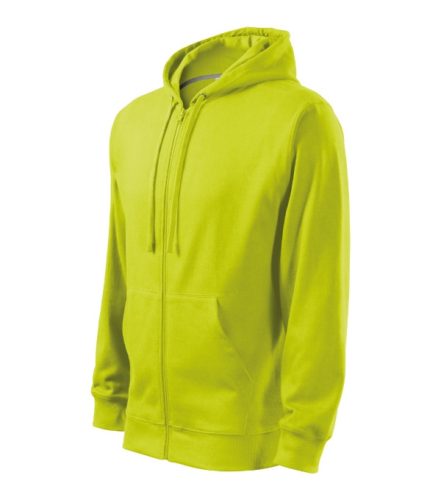 Malfini Trendy Zipper - Műanyag cipzáras, zsebes, bolyhos belsős férfi pulóver - Lime - 2XL