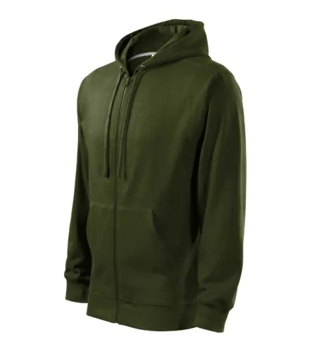 Malfini Trendy Zipper - Műanyag cipzáras, zsebes, bolyhos belsős férfi pulóver - Military - 2XL