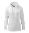 Malfini Trendy Zipper - Műanyag cipzáras, zsebes, bolyhos belsős női pulóver - Fehér - XL