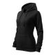 Malfini Trendy Zipper - Műanyag cipzáras, zsebes, bolyhos belsős női pulóver - Fekete - 2XL