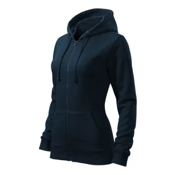  Malfini Trendy Zipper - Műanyag cipzáras, zsebes, bolyhos belsős női pulóver - Tengerészkék - S