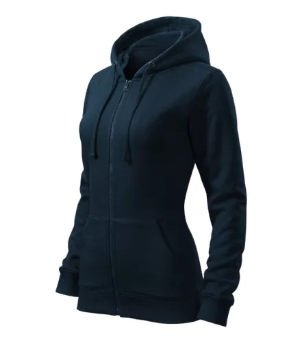 Malfini Trendy Zipper - Műanyag cipzáras, zsebes, bolyhos belsős női pulóver - Tengerészkék - S