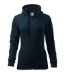Malfini Trendy Zipper - Műanyag cipzáras, zsebes, bolyhos belsős női pulóver - Tengerészkék - S