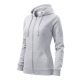 Malfini Trendy Zipper - Műanyag cipzáras, zsebes, bolyhos belsős női pulóver - Világosszürke melírozott - 2XL