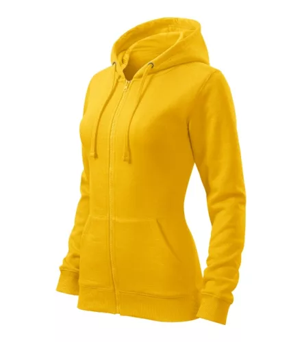 Malfini Trendy Zipper - Műanyag cipzáras, zsebes, bolyhos belsős női pulóver - Sárga - S