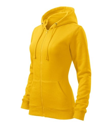 Malfini Trendy Zipper - Műanyag cipzáras, zsebes, bolyhos belsős női pulóver - Sárga - L