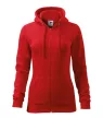 Malfini Trendy Zipper - Műanyag cipzáras, zsebes, bolyhos belsős női pulóver - Piros - M