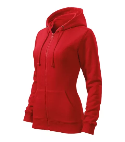 Malfini Trendy Zipper - Műanyag cipzáras, zsebes, bolyhos belsős női pulóver - Piros - XL