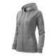 Malfini Trendy Zipper - Műanyag cipzáras, zsebes, bolyhos belsős női pulóver - Sötétszürke melírozott - 2XL