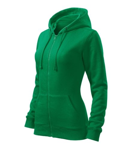 Malfini Trendy Zipper - Műanyag cipzáras, zsebes, bolyhos belsős női pulóver - Fűzöld - 2XL