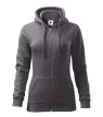 Malfini Trendy Zipper - Műanyag cipzáras, zsebes, bolyhos belsős női pulóver - Acélszürke - XS