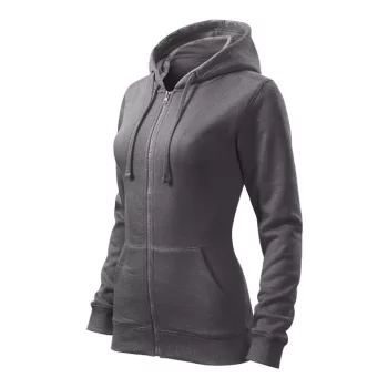   Malfini Trendy Zipper - Műanyag cipzáras, zsebes, bolyhos belsős női pulóver - Acélszürke - 2XL