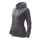 Malfini Trendy Zipper - Műanyag cipzáras, zsebes, bolyhos belsős női pulóver - Acélszürke - 2XL
