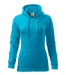 Malfini Trendy Zipper - Műanyag cipzáras, zsebes, bolyhos belsős női pulóver - Türkiz - 2XL