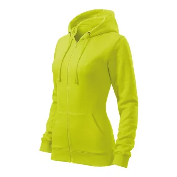   Malfini Trendy Zipper - Műanyag cipzáras, zsebes, bolyhos belsős női pulóver - Lime - S