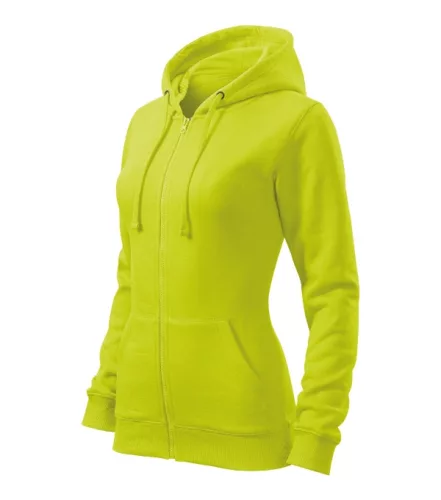 Malfini Trendy Zipper - Műanyag cipzáras, zsebes, bolyhos belsős női pulóver - Lime - XL
