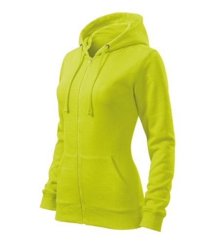 Malfini Trendy Zipper - Műanyag cipzáras, zsebes, bolyhos belsős női pulóver - Lime - 2XL