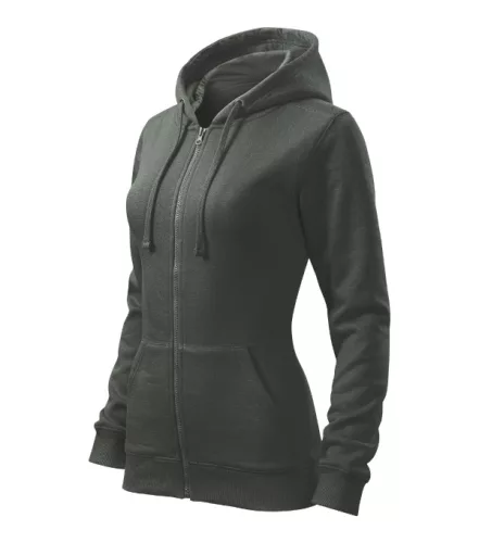 Malfini Trendy Zipper - Műanyag cipzáras, zsebes, bolyhos belsős női pulóver - Sötét palakő - L