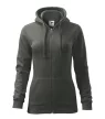 Malfini Trendy Zipper - Műanyag cipzáras, zsebes, bolyhos belsős női pulóver - Sötét palakő - XL