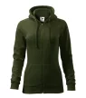 Malfini Trendy Zipper - Műanyag cipzáras, zsebes, bolyhos belsős női pulóver - Military - S