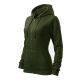 Malfini Trendy Zipper - Műanyag cipzáras, zsebes, bolyhos belsős női pulóver - Military - 2XL