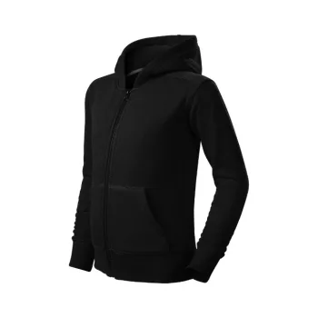   Malfini Trendy Zipper - Műanyag cipzáras, zsebes, bolyhos belsős gyerek pulóver - Fekete - 134 cm/8 éves