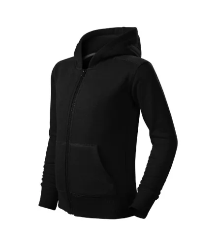 Malfini Trendy Zipper - Műanyag cipzáras, zsebes, bolyhos belsős gyerek pulóver - Fekete - 134 cm/8 éves