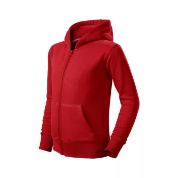   Malfini Trendy Zipper - Műanyag cipzáras, zsebes, bolyhos belsős gyerek pulóver - Piros - 134 cm/8 éves