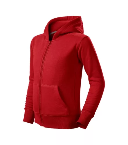 Malfini Trendy Zipper - Műanyag cipzáras, zsebes, bolyhos belsős gyerek pulóver - Piros - 134 cm/8 éves