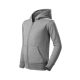 Malfini Trendy Zipper - Műanyag cipzáras, zsebes, bolyhos belsős gyerek pulóver - Sötétszürke melírozott - 122 cm/6 éves