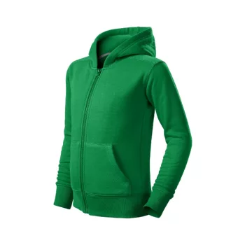   Malfini Trendy Zipper - Műanyag cipzáras, zsebes, bolyhos belsős gyerek pulóver - Fűzöld - 122 cm/6 éves