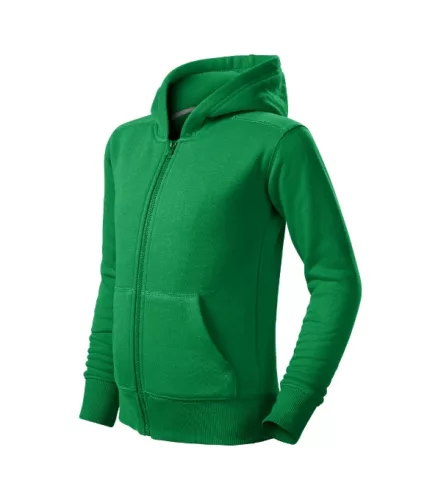 Malfini Trendy Zipper - Műanyag cipzáras, zsebes, bolyhos belsős gyerek pulóver - Fűzöld - 122 cm/6 éves