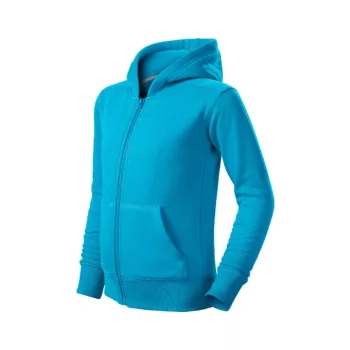   Malfini Trendy Zipper - Műanyag cipzáras, zsebes, bolyhos belsős gyerek pulóver - Türkiz - 158 cm/12 éves
