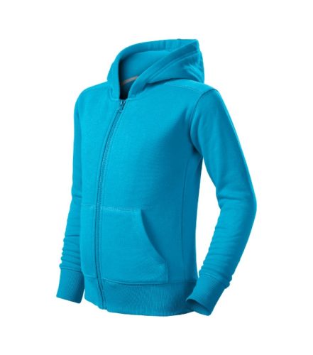 Malfini Trendy Zipper - Műanyag cipzáras, zsebes, bolyhos belsős gyerek pulóver - Türkiz - 158 cm/12 éves