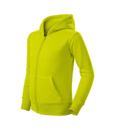 Malfini Trendy Zipper - Műanyag cipzáras, zsebes, bolyhos belsős gyerek pulóver - Lime - 146 cm/10 éves	