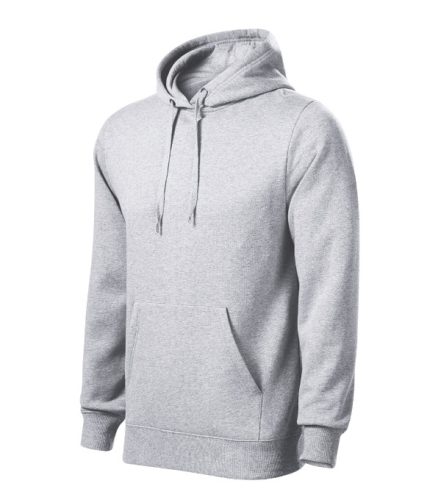 Malfini Cape - Kapucnis, kenguru zsebes, bolyhos belsős férfi pulóver - Világosszürke melírozott - 3XL