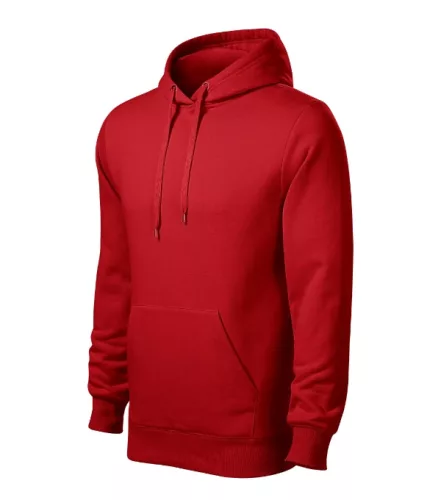 Malfini Cape - Kapucnis, kenguru zsebes, bolyhos belsős férfi pulóver - Piros - XL