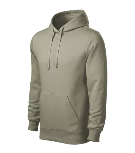 Malfini Cape - Kapucnis, kenguru zsebes, bolyhos belsős férfi pulóver - Világos khaki - S