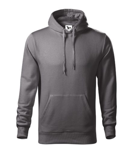 Malfini Cape - Kapucnis, kenguru zsebes, bolyhos belsős férfi pulóver - Acélszürke - 3XL