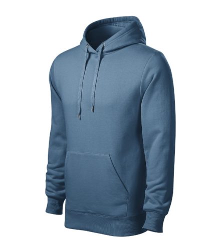 Malfini Cape - Kapucnis, kenguru zsebes, bolyhos belsős férfi pulóver - Farmerkék - XL