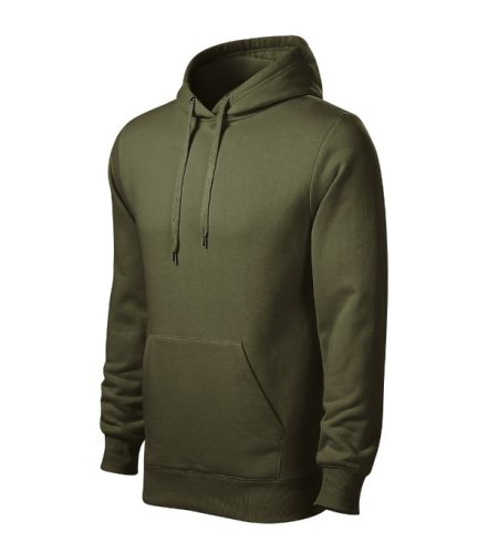 Malfini Cape - Kapucnis, kenguru zsebes, bolyhos belsős férfi pulóver - Military - S