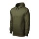 Malfini Cape - Kapucnis, kenguru zsebes, bolyhos belsős férfi pulóver - Military - XL