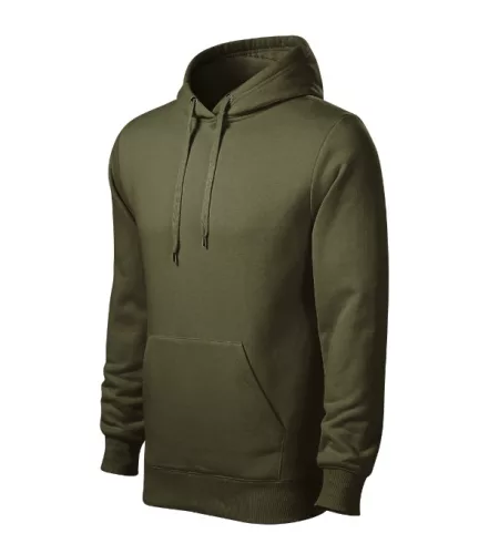 Malfini Cape - Kapucnis, kenguru zsebes, bolyhos belsős férfi pulóver - Military - 3XL