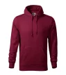 Malfini Cape - Kapucnis, kenguru zsebes, bolyhos belsős férfi pulóver - Garnet - L