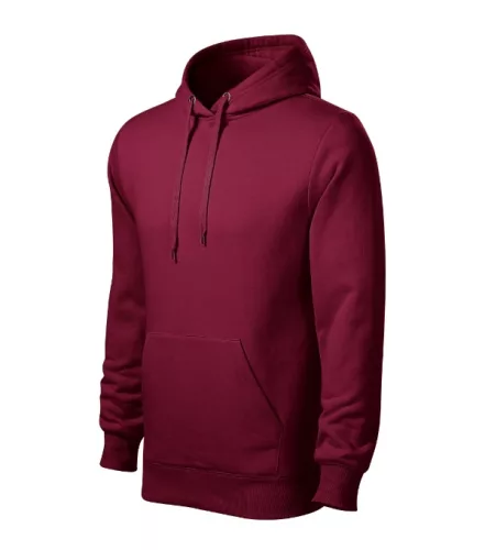 Malfini Cape - Kapucnis, kenguru zsebes, bolyhos belsős férfi pulóver - Garnet - 2XL