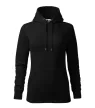 Malfini Cape - Kapucnis, kenguru zsebes, bolyhos belsős női pulóver - Fekete - 2XL